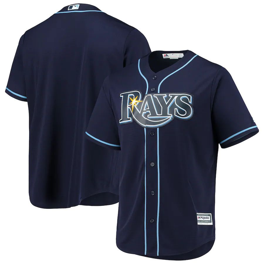 Customized Mens Tampa Bay Rays Majestic Navy Alternate Official Cool Base MLB Jerseys